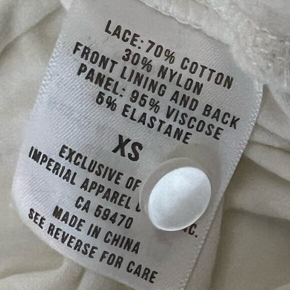 Badgley Mishka Casual Top Size XS White Lace Overlay Short Sleeve Cotton Blend - Picture 10 of 11